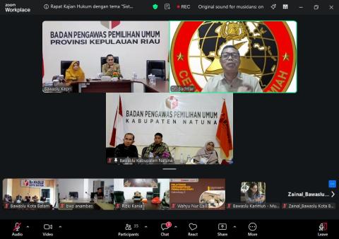 Bawaslu Kabupaten Natuna mengikuti Rapat Koordinasi Sistematika Penegakan Hukum dalam Memberikan Rasa Keadilan dan Kepastian Hukum pada Penyelenggaraan Pemilu 2029 yang diselenggarakan oleh Bawaslu Provinsi Kepulauan Riau secara daring, Kamis (8/10/2026).