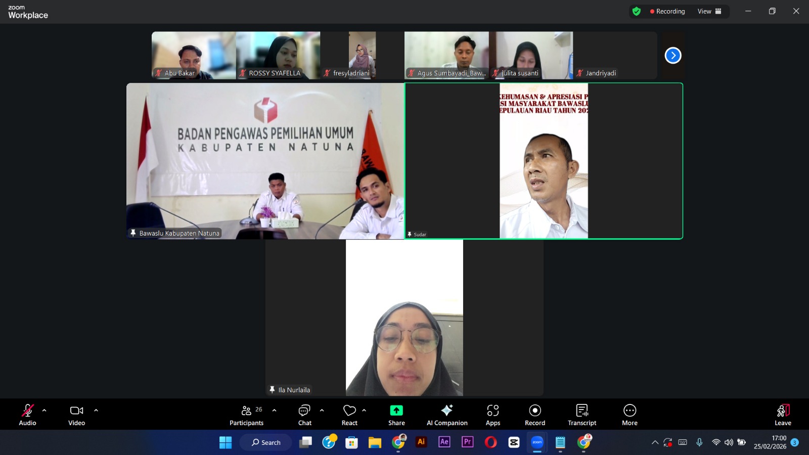 Kegiatan ngabuburit pengawasan secara daring oleh Bawaslu Kabupaten Natuna pada (25/02/2026)