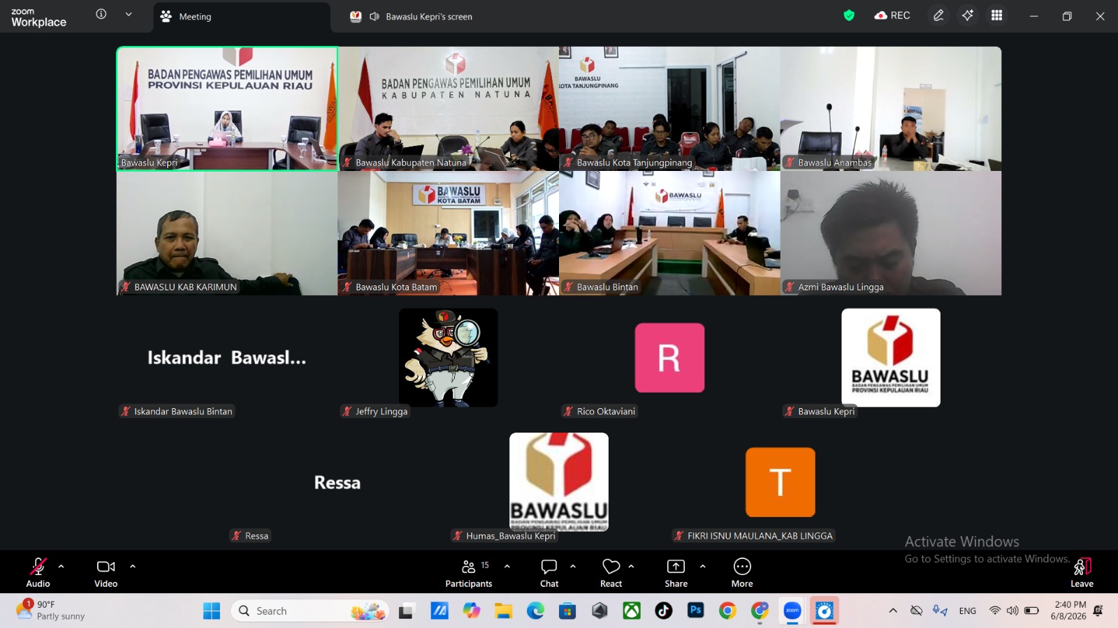 Rapat bulanan divisi P2H Kabupaten/Kota se-Provinsi Kepulauan Riau bulan Juni (08/06/2026)