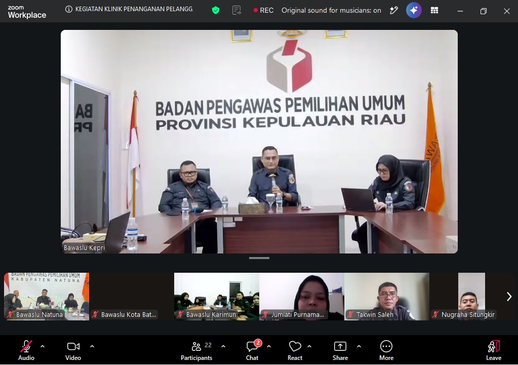 Kegiatan Klinik Penanganan Pelanggaran edisi ke 6 Bawaslu Provinsi Kepulauan Riau (10/08/2026)