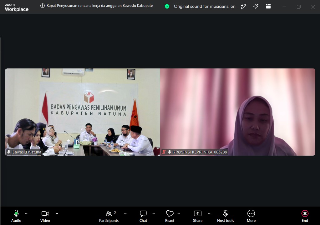 Kegiatan Rapat Penyusunan Rencana Kerja dan Anggaran Bawaslu Kabupaten Natuna yang menghadirkan narasumber staf perencanaan Bawaslu Provinsi Kepulauan Riau Ibu Vika pada (12/08/2026)