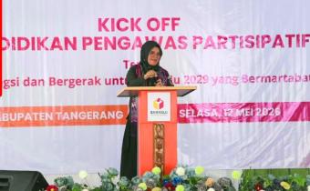 Lolly Suhenty Anggota Bawaslu RI pada saat membuka Kick Off P2P yang dilaksanakan di Kabupaten Tangerang (12/05/2026)