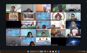 Tangkapan layar rapat koordinasi Sosialisasi Monitoring Keterbukaan Informasi Publik Tahun 2026 (08/07/2026)