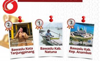 Bawaslu Kabupaten Natuna mendapatkan penghargaan dalam lomba konten HUT Bawaslu Kabupaten/kota yang dilaksanakan oleh Bawaslu Provinsi Kepulauan Riau (15/08/2026)